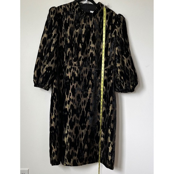 Tuckernuck Pomander Place Black Velvet Gold Metallic Burnout Midi Dress 14 Party - Picture 8 of 12